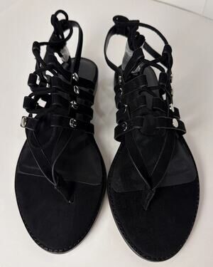 REBECCA MINKOFF Suede Evonne Gladiator Sandals Sz 8M Black NIB